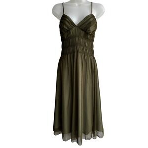 Necessary Objects Vtg Y2K Mesh Smocked Midi Dress Fairy Grunge Whimsigoth XS